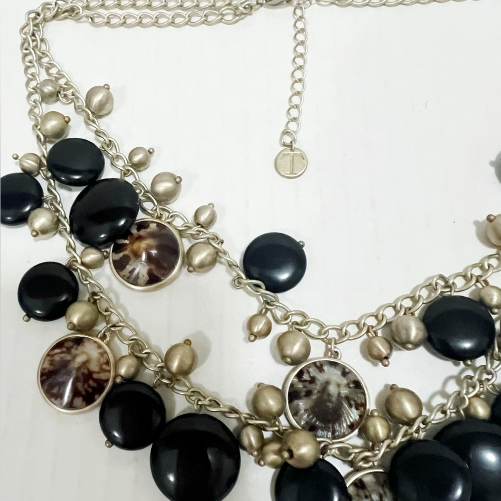 Talbots Gold Black Statement Elegant Necklace - image 3